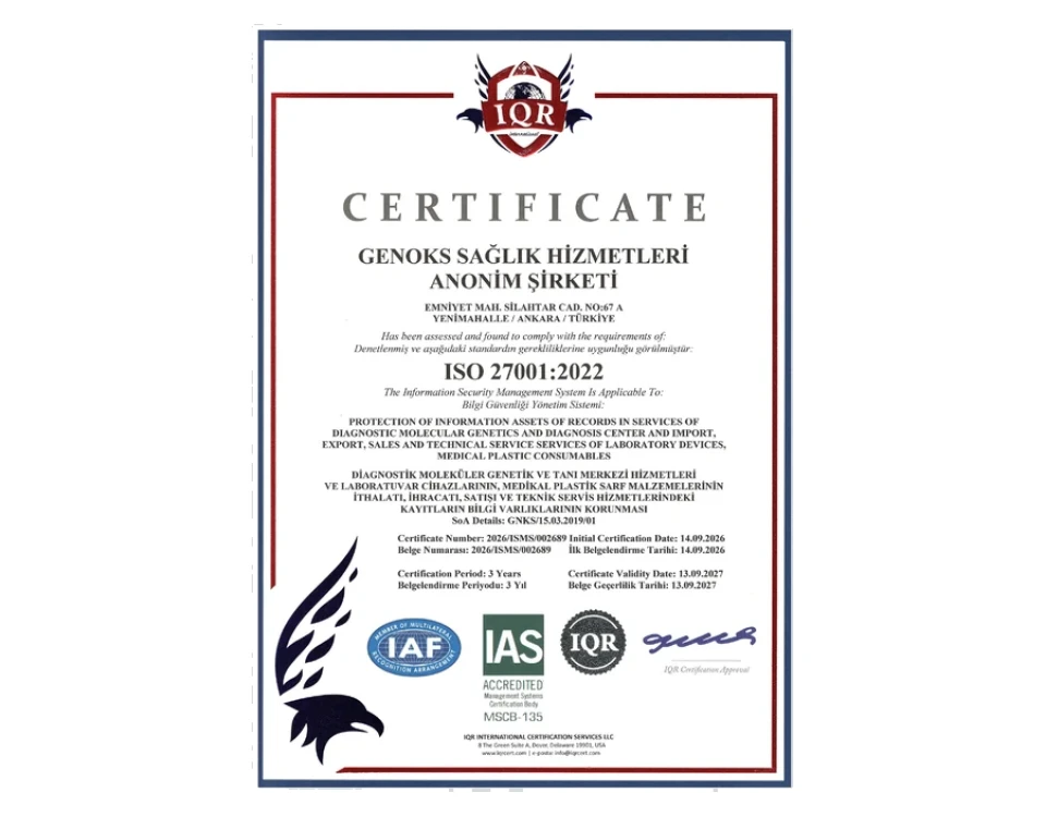 27001 - Genoks Genetics | NIPT, Carrier Screening, Oncogenetics and WES Services
